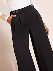 Friends Like These Black Petite Adjustable Waist Premium Wide Leg Trousers - Image 2 of 4