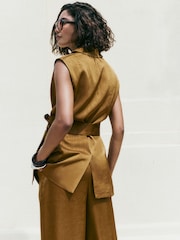 Friends Like These Olive Green Satin Longline Waistcoat - Image 6 of 6