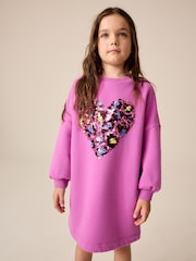 Bright Pink Long Sleeve Sequin Jumper Dress (3-16yrs) - Image 2 of 8