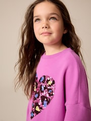 Bright Pink Long Sleeve Sequin Jumper Dress (3-16yrs) - Image 3 of 8