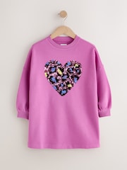 Bright Pink Long Sleeve Sequin Jumper Dress (3-16yrs) - Image 5 of 8