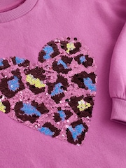 Bright Pink Long Sleeve Sequin Jumper Dress (3-16yrs) - Image 7 of 8