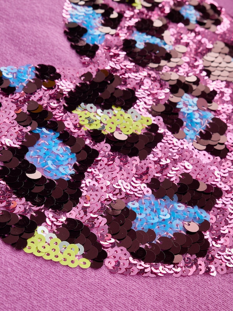Bright Pink Long Sleeve Sequin Jumper Dress (3-16yrs) - Image 8 of 8