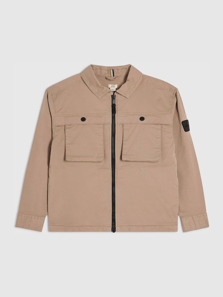 River Island Natural Paper Touch Overshirt - Image 1 of 4