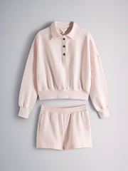 The Set 2 Piece Set 100% Cotton Loop Back Rugby Style Sweat Top and Fold Over Waist Shorts Co Ord - Kuva 1 / 5