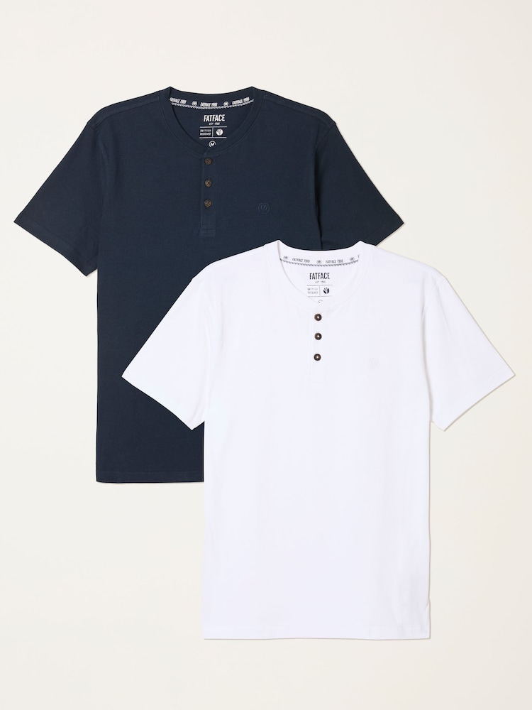 FatFace 2 Pack Short Sleeve Henley - Slika 1 od 8