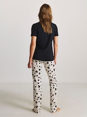 JD Williams Black/White Heart Print Pyjamas Set 2 Pack - Image 4 of 5