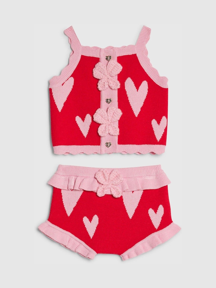 River Island ニット ハートボンバー トップス & ショートパンツセット - 画像 1 / 4