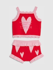 River Island ニット ハートボンバー トップス & ショートパンツセット - 画像 2 / 4