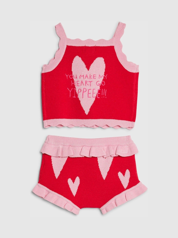 River Island ニット ハートボンバー トップス & ショートパンツセット - 画像 2 / 4