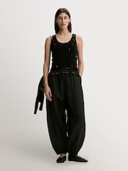 By Malene Birger Black Hysa Beaded Fringe Tank Top - Image 1 of 4