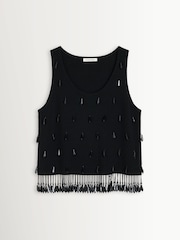 By Malene Birger Black Hysa Beaded Fringe Tank Top - Image 4 of 4