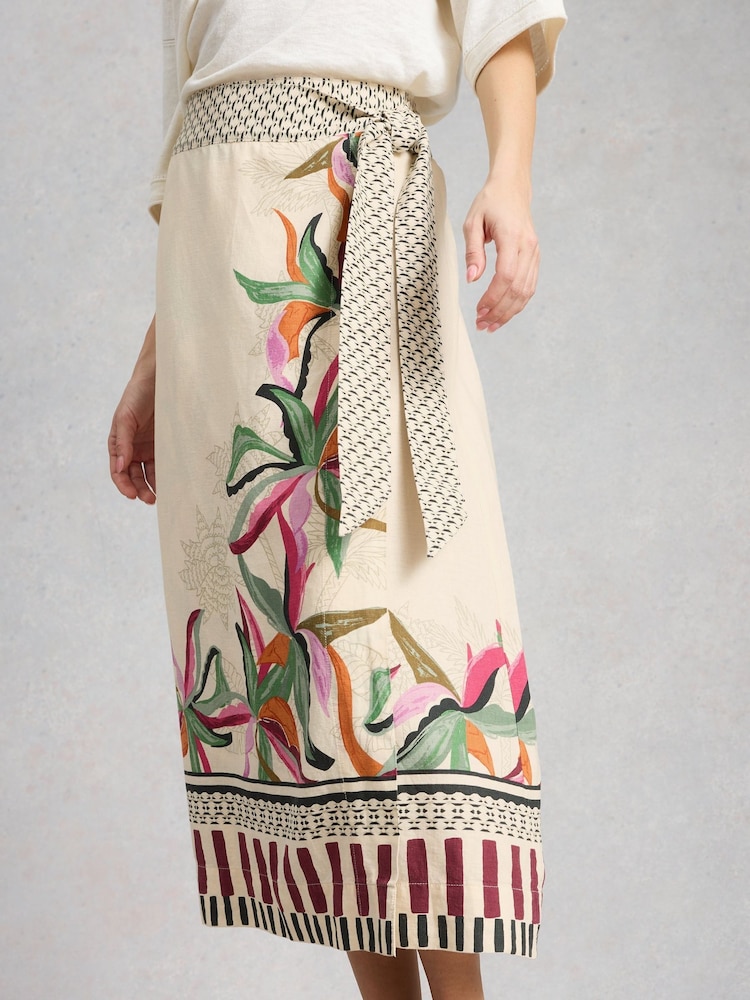 White Stuff Alba Linen Blend Wrap Skirt - Imagen 2 de 6