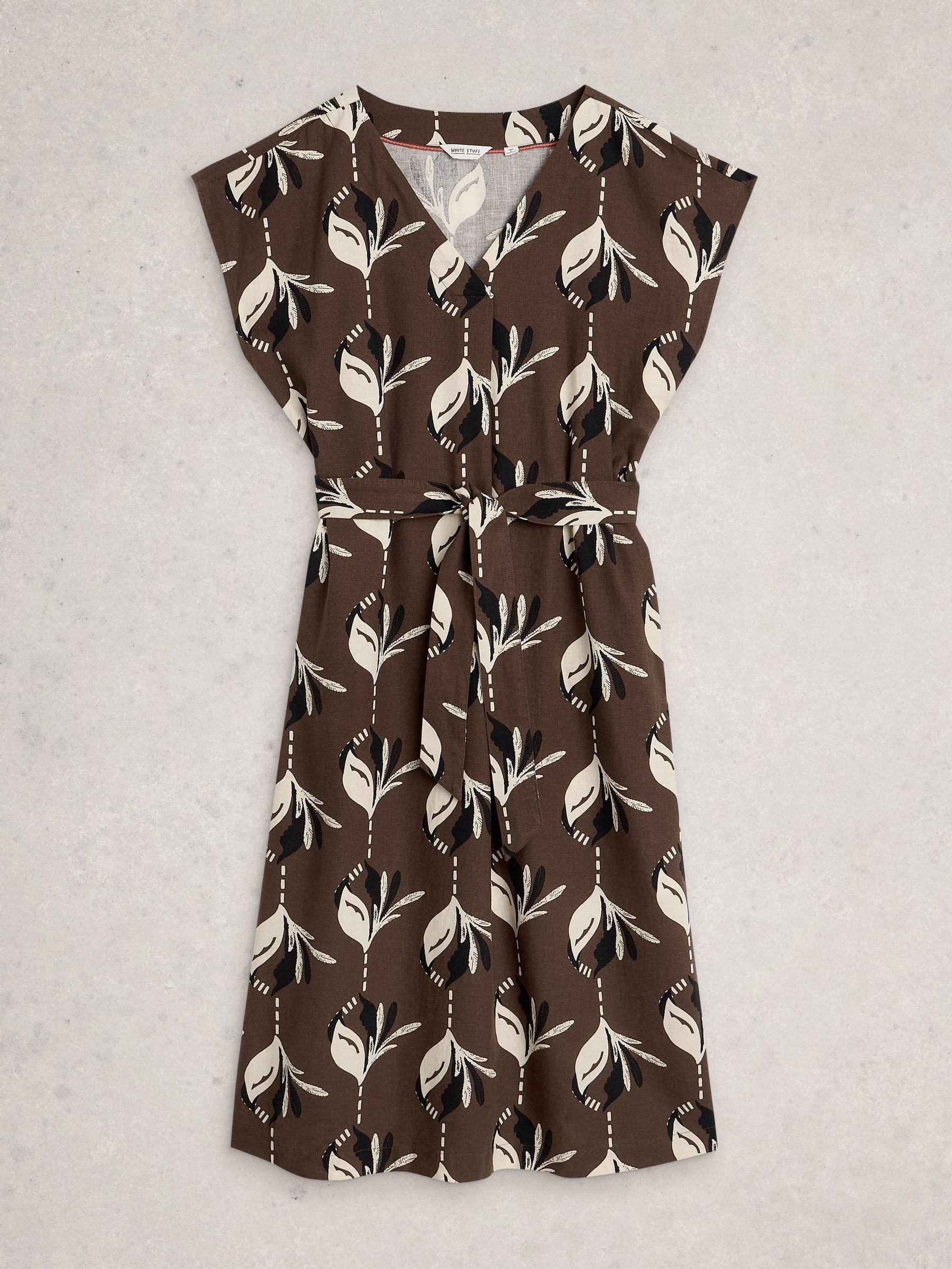 brown and white linen dress Crystal 17
