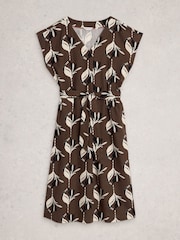 White Stuff Brown Mimi Linen Blend Dress - Image 5 of 6