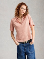 White Stuff Orange Allie Embroidered Short Sleeve T-shirt - Image 2 of 6