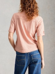 White Stuff Orange Allie Embroidered Short Sleeve T-shirt - Image 3 of 6