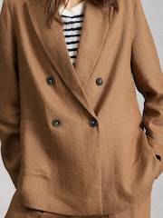 White Stuff Brown Sasha Linen Blazer - Image 4 of 6