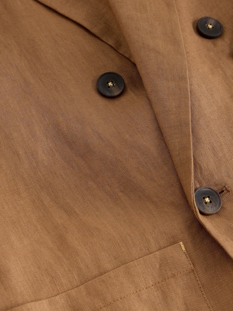 White Stuff Brown Sasha Linen Blazer - Image 6 of 6