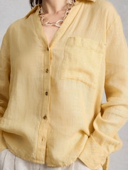 White Stuff Yellow Sadie Linen Boyfriend Shirt - Image 4 of 6