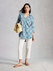 White Stuff Blue Bianca Linen Tunic - Image 2 of 6