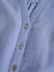 White Stuff Blue Annie Ss Double Cloth Shirt - Image 6 of 6