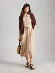 White Stuff Brown Nova Linen Blend Cardigan - Image 1 of 6