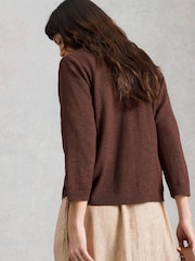 White Stuff Brown Nova Linen Blend Cardigan - Image 2 of 6