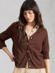 White Stuff Brown Nova Linen Blend Cardigan - Image 3 of 6
