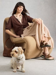 White Stuff Brown Nova Linen Blend Cardigan - Image 4 of 6