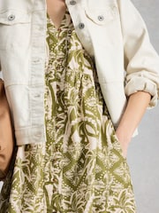 White Stuff Green Fern Linen Blend Dress - Image 4 of 6