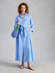 White Stuff Blue Soma Linen Shirt Petite Dress - Image 1 of 6