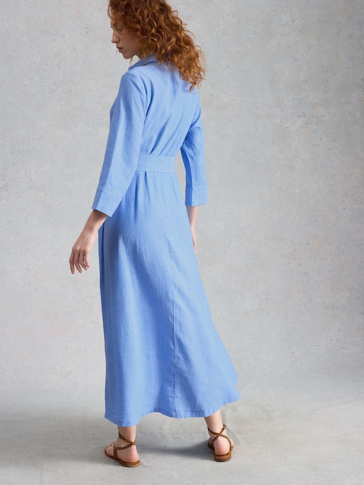 White Stuff Blue Soma Linen Shirt Petite Dress - Image 2 of 6 White Stuff Blue Soma Linen Shirt Petite Dress - Image 2 of 6