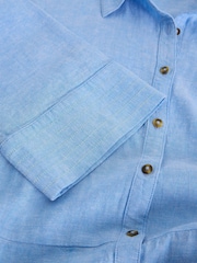 White Stuff Blue Soma Linen Shirt Petite Dress - Image 6 of 6