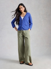 White Stuff Blue Nova Linen Blend Cardigan - Image 1 of 6