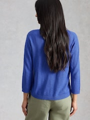 White Stuff Blue Nova Linen Blend Cardigan - Image 2 of 6