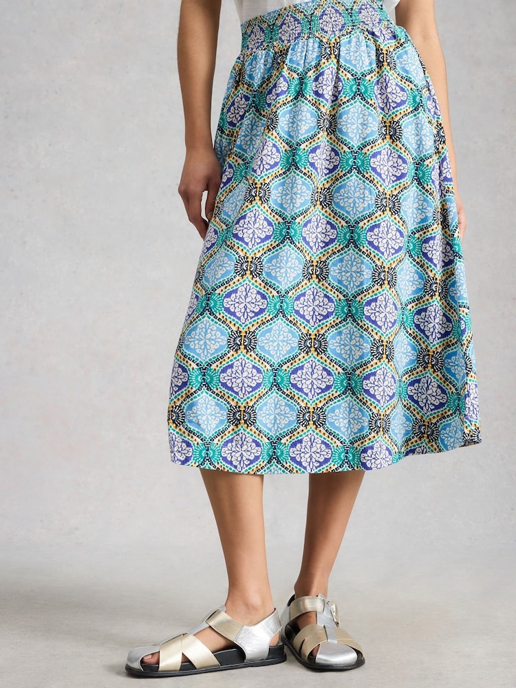 White Stuff Sky Blue Shelly Linen Blend Midi Skirt - Image 1 of 6 White Stuff Sky Blue Shelly Linen Blend Midi Skirt - Image 1 of 6