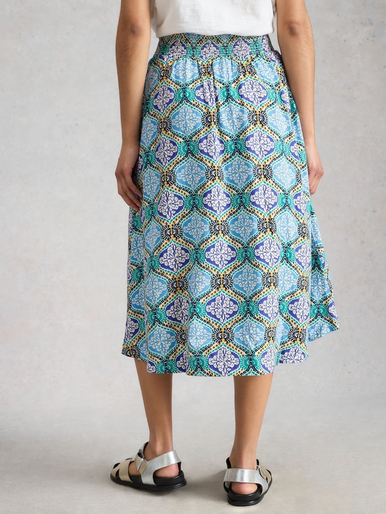 White Stuff Sky Blue Shelly Linen Blend Midi Skirt - Image 2 of 6 White Stuff Sky Blue Shelly Linen Blend Midi Skirt - Image 2 of 6