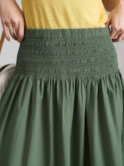 White Stuff Green Suri Shirred Midi Skirt - Image 4 of 6