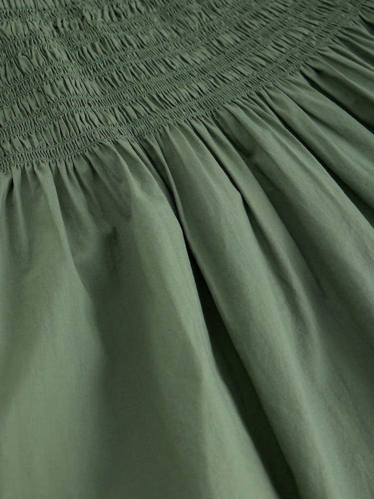 White Stuff Green Suri Shirred Midi Skirt - Image 6 of 6