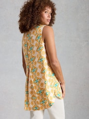 White Stuff Yellow Bianca Sleeveless Linen Tunic - Image 4 of 6