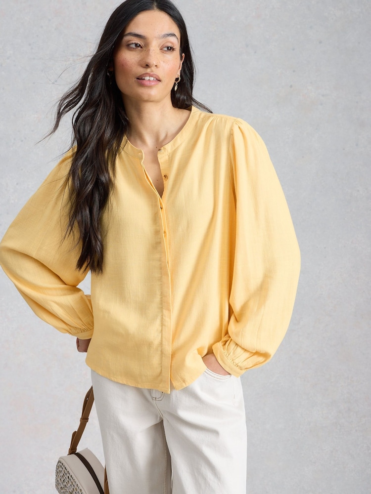 White Stuff Yellow Lana Cotton Top - Image 2 of 6