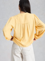 White Stuff Yellow Lana Cotton Top - Image 4 of 6