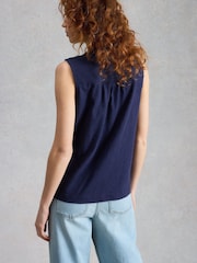 White Stuff Blue Poppy Linen Blend Top - Image 2 of 6