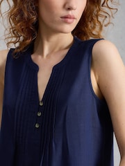 White Stuff Blue Poppy Linen Blend Top - Image 4 of 6