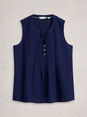 White Stuff Blue Poppy Linen Blend Top - Image 5 of 6