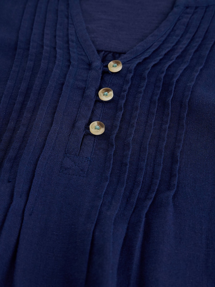 White Stuff Blue Poppy Linen Blend Top - Image 6 of 6