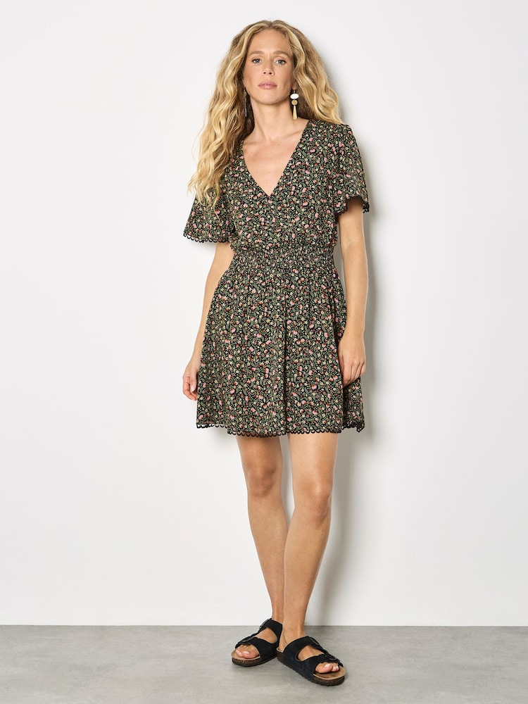 ブラック - Apricot Ditsy Floral Gold Foil Mini Dress - 画像 1 / 4