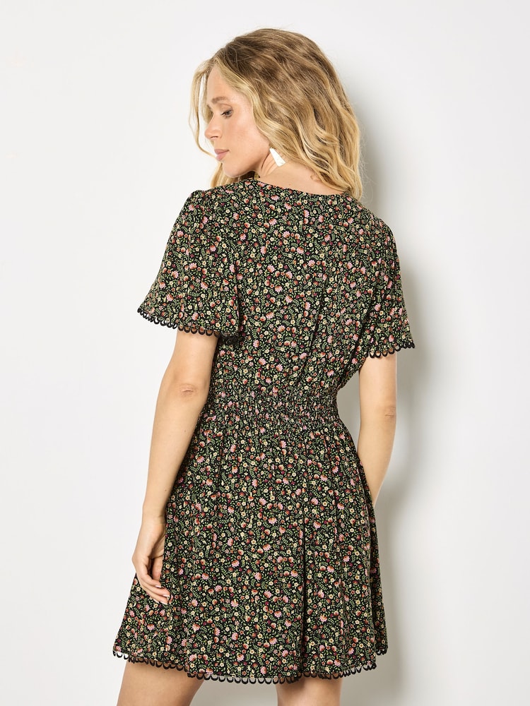 ブラック - Apricot Ditsy Floral Gold Foil Mini Dress - 画像 4 / 4