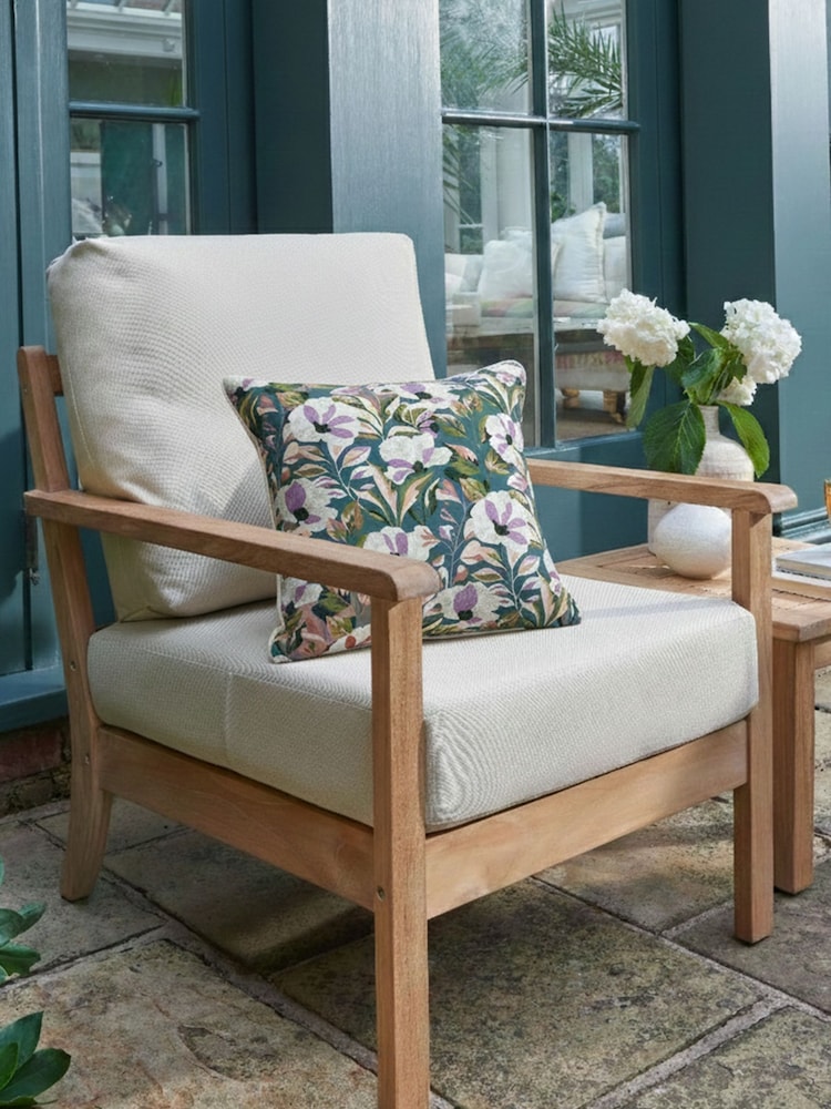 Laura Ashley Teal Blue Somerby Indoor and Outdoor Scatter Cushion - Image 2 of 5
